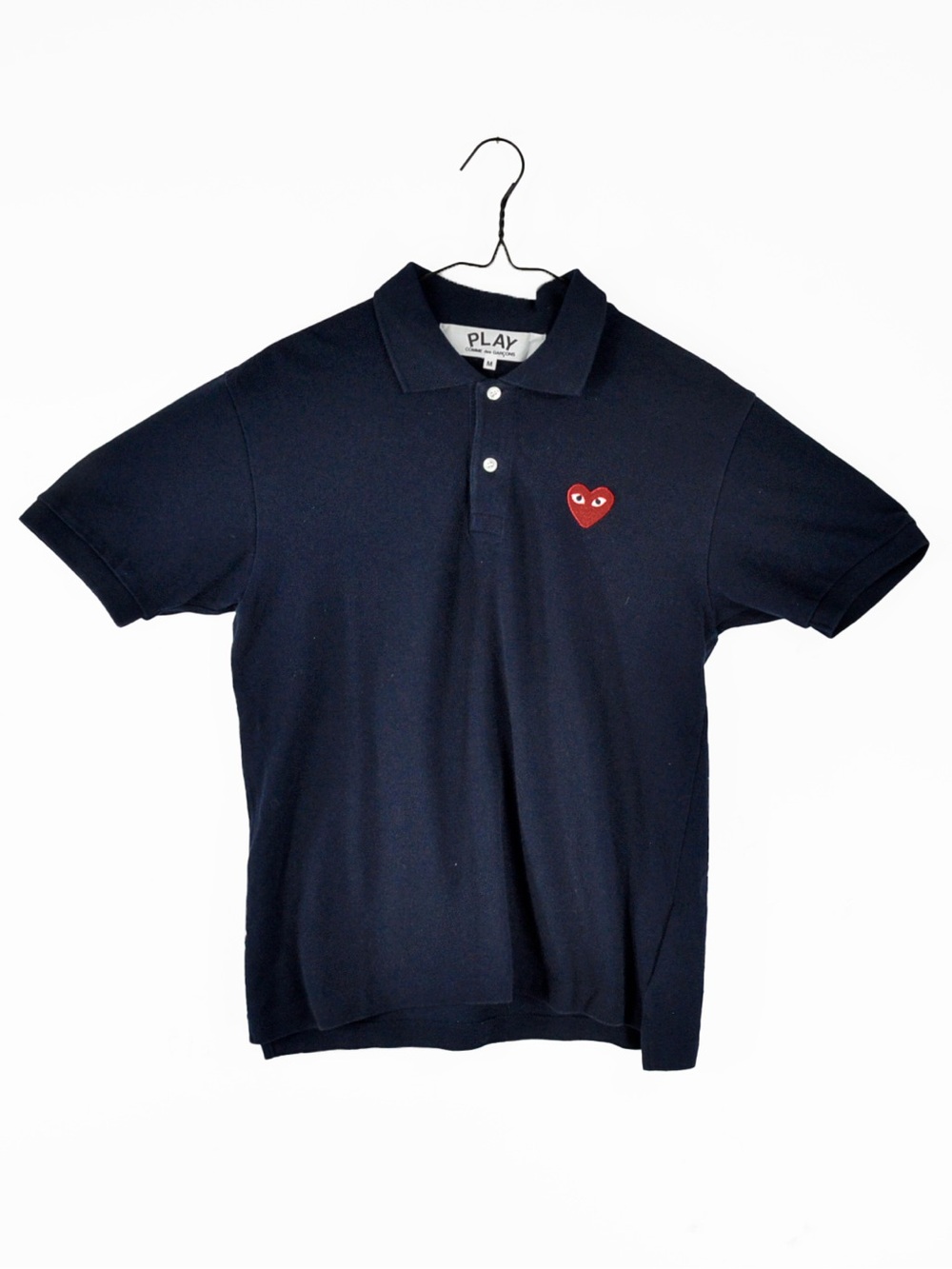Comme Des Garçons CDG PLAY Navy Dark Blue Short Sleeve Polo Shirt Authentic